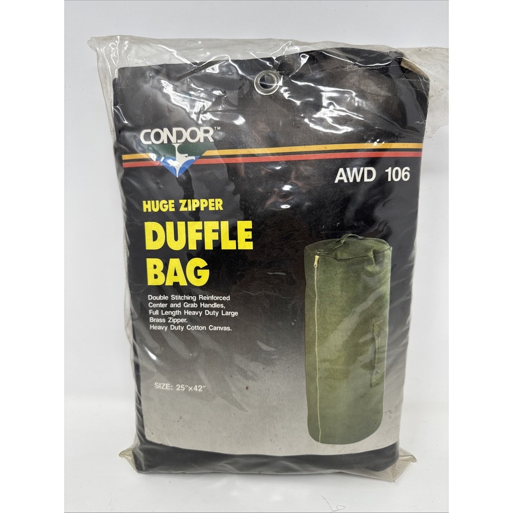 Condor Huge Zipper Duffle Bag AWD 106 Black 25x42 Heavy‎ Duty Military Tactical